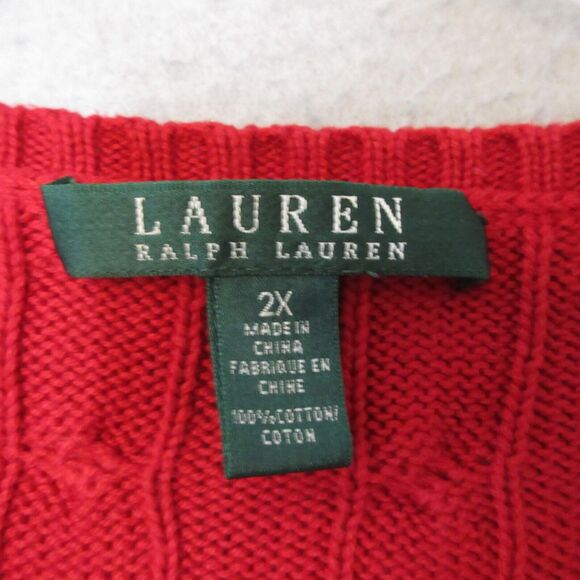 Lauren Ralph‎ Lauren Sweater Tunic Plus 2X Red Cable Knit Timeless Holiday - Picture 3 of 9